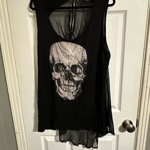 Black Skull Graphic Tank Top